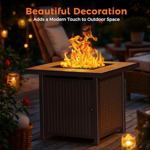 BALI OUTDOORS 50000 BTU Propane Fire Pit Table, 30 in Square Outdoor Firepit U6462