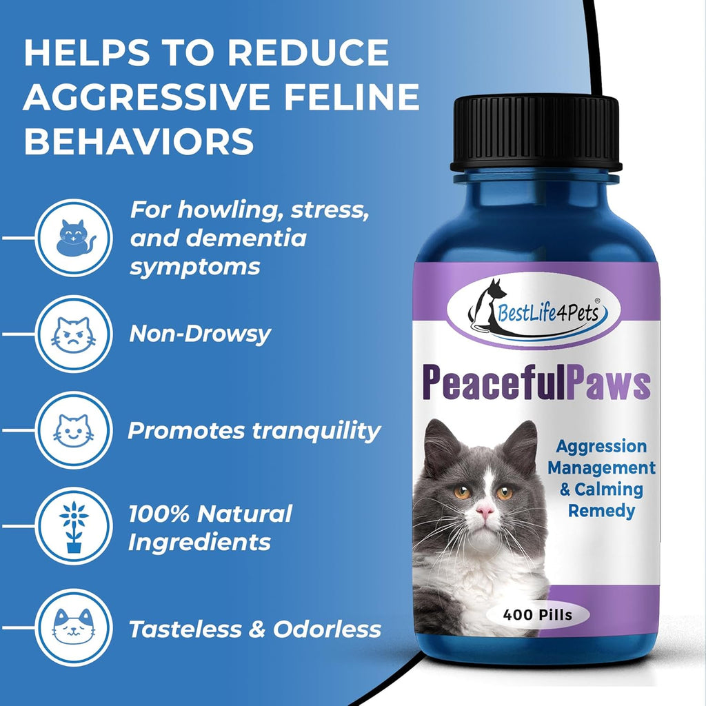 BestLife4Pets Peaceful Paws Cat Calming Pills for Anxiety & Stress I529