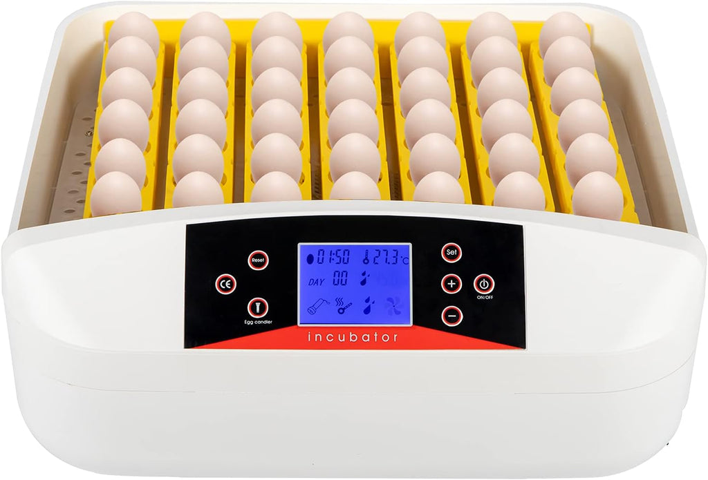 56-Egg Practical Fully Automatic Poultry Incubator with Egg Candler (US Standard) White