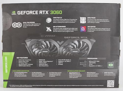 MSI Gaming GeForce RTX 3060 12GB Graphics Card V94755