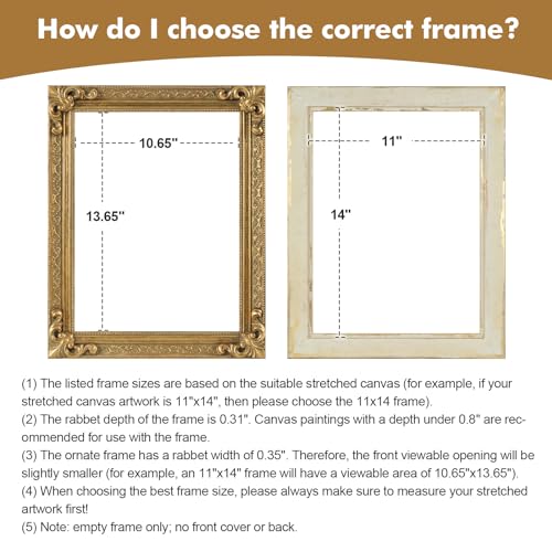 12x16 Wood Canvas Frame Gothic Ornate Black for Wall Art D3778