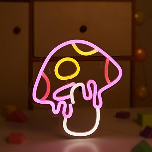 LED Neon Mushroom Sign USB Powered Night Light for Kids Room Decor F370