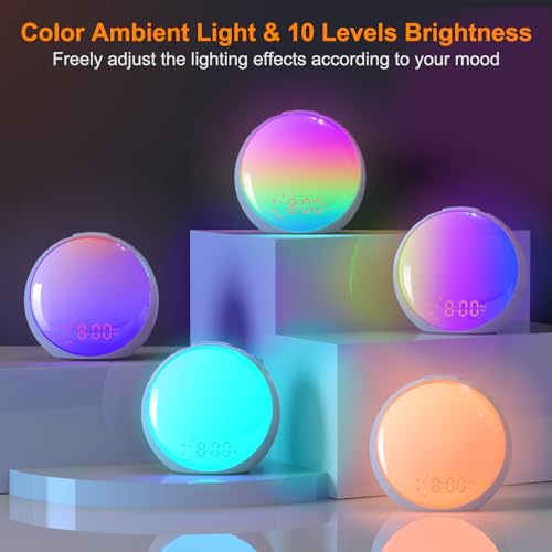 Sunrise Alarm Clock with Wake Up Light, Dual Alarms, FM Radio E557