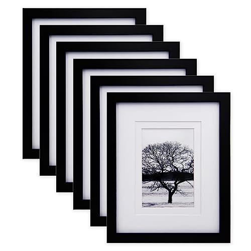 Egofine 8x10 Picture Frames Set of 6, Solid Wood with Plexiglass, White T6319