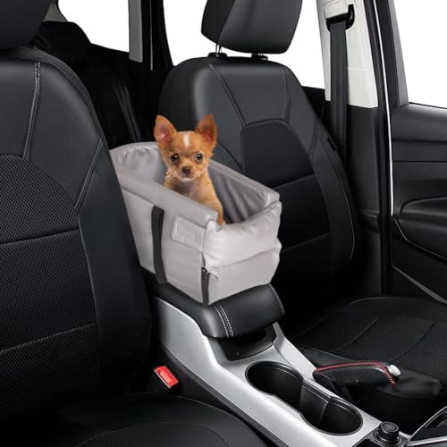 Petgrow Small Dog Car Seat Center Console, Waterproof Leather, Grey N4988