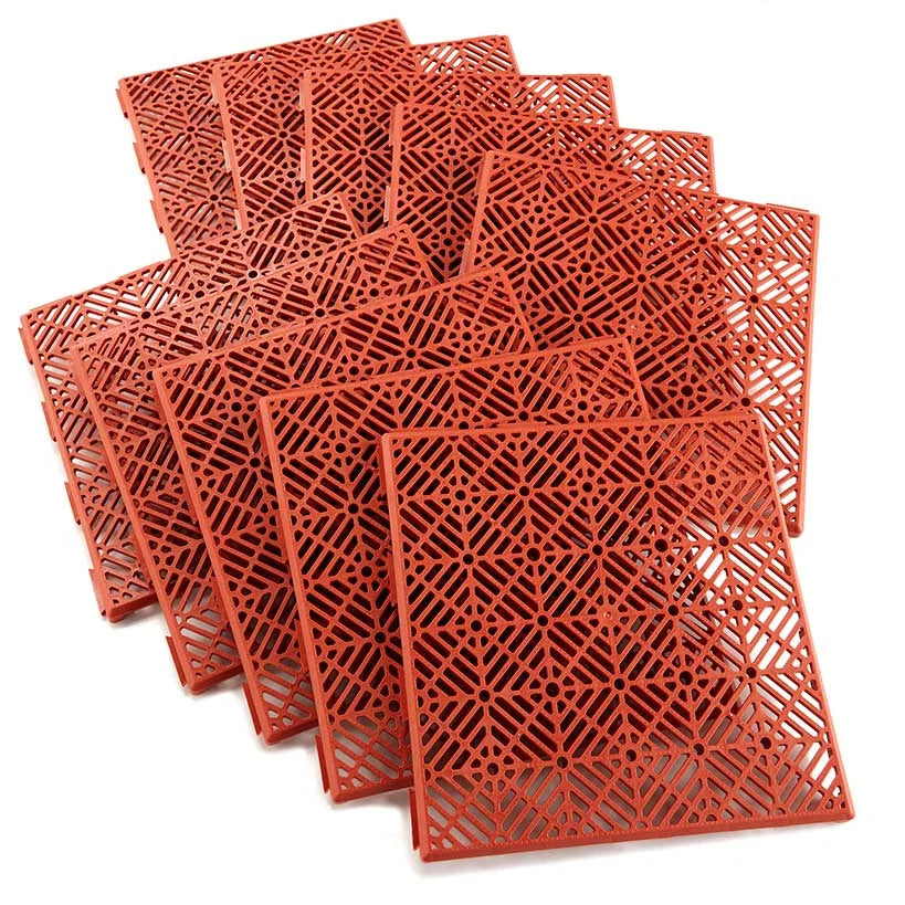 10 Interlocking Patio Walkway Tiles - Terra Cotta K4392