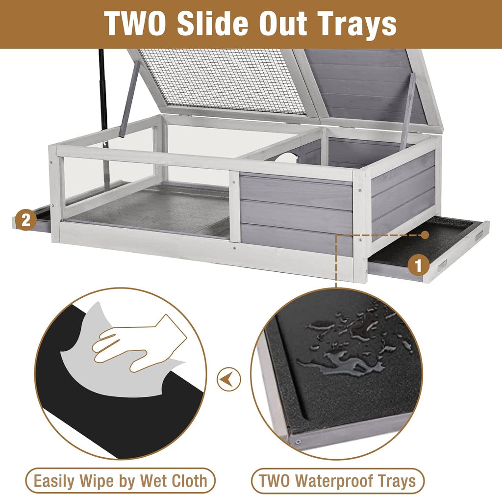 Wooden Tortoise House Habitat with Light Support and Slide Out Trays S70598