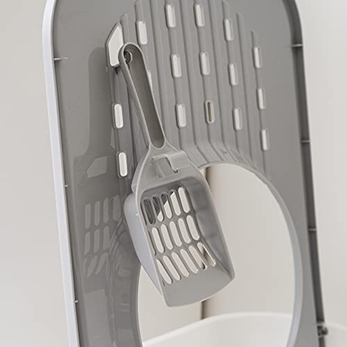 IRIS USA Top Entry Cat Litter Box with Scoop, Large, Black/Gray J149961