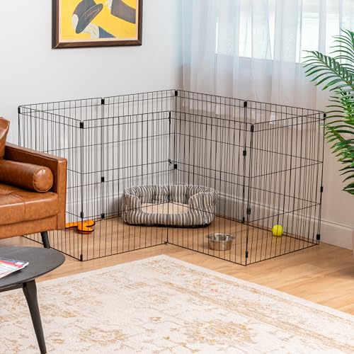 IRIS USA Metal Dog Playpen 8-Panel 36" Foldable Black F890
