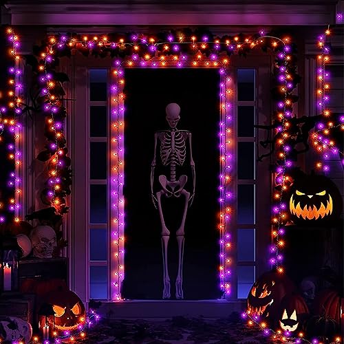 TW SHINE Halloween Lights 328FT Outdoor String Lights with Remote, Purple & Orange F53527