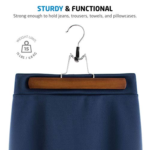 ZOBER Wooden Pants Hangers with Clips 20 Pack Non Slip Skirt Hangers D621003