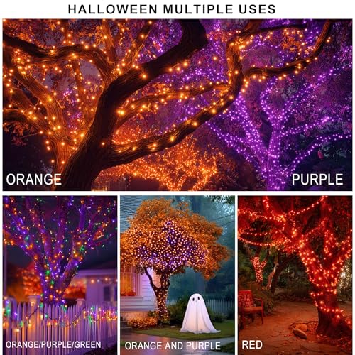 TW SHINE Halloween Lights 328FT Outdoor String Lights with Remote, Purple & Orange F53527