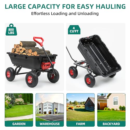 800lbs Garden Dump Cart with 10" Pneumatic Tires J882958