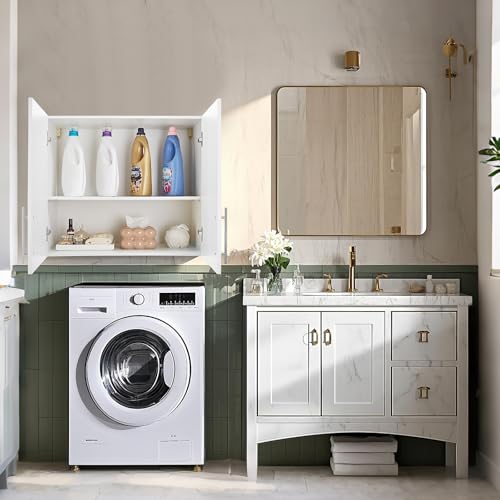VEVOR 2-Tier Wall Mounted Laundry Cabinet with 2 Doors, White V508463