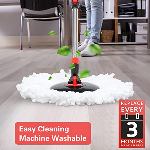 Spin Mop and Bucket Set with Wringer, 3 Microfiber Refills, Stainless Steel 61" Handle T5095