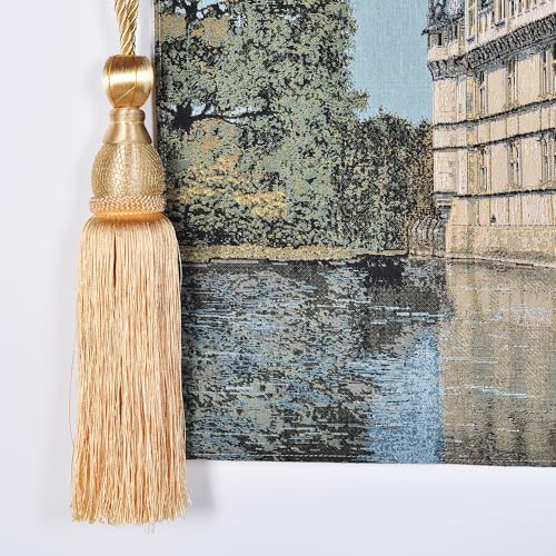Vintage Nature Tapestry Wall Hanging with Telescopic Rod & Tassels I9744