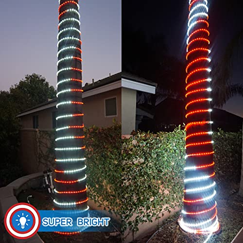 Russell Decor LED Rope Lights Red White Blue 30ft with Remote Control C9460