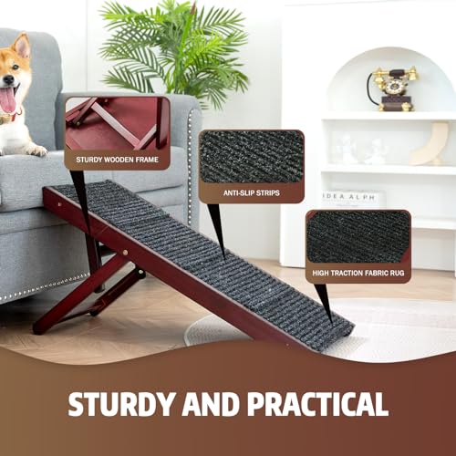 Folding Dog Ramp for Bed, Car, Portable Pet Ramp with Non-Slip Surface I641