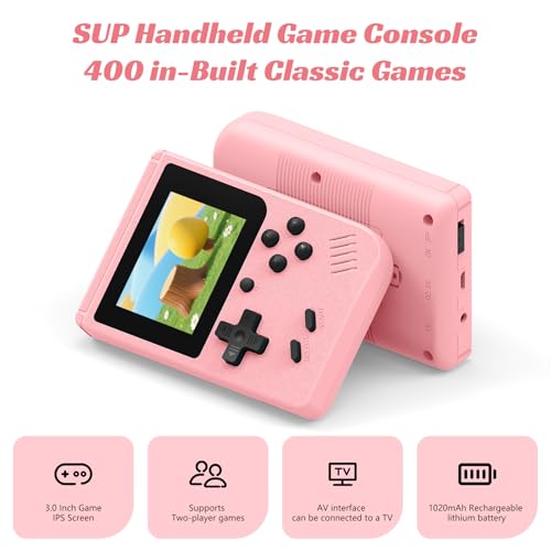 Retro Handheld Games Console with 400 Built-in Games, 3.0 Inch IPS Screen, Gray N346564