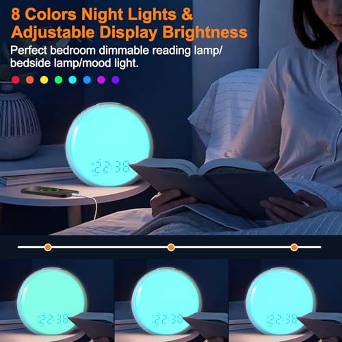 Sunrise Alarm Clock with Wake Up Light, Dual Alarms, FM Radio E557