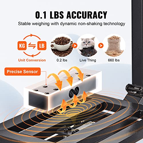 VEVOR Computing Digital Platform Scale 660 lbs Stainless Steel Floor Scale K579796
