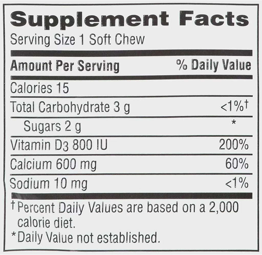 Caltrate Calcium Vitamin D Soft Chews Vanilla Creme 5 Pack U6865