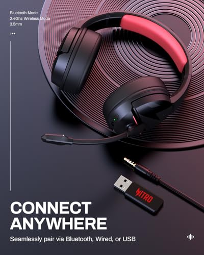 acer Wireless Gaming Headset for PS5, PC, Switch, Bluetooth 5.3, Noise Canceling Mic, Black X39806