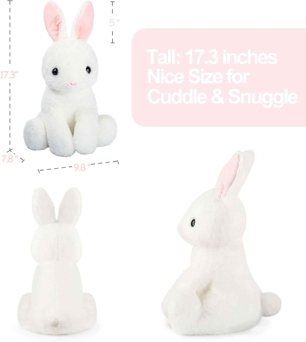 Rabbit Bunny Stuffed Animal Plush Toy with Pink Ears, Off White N27210