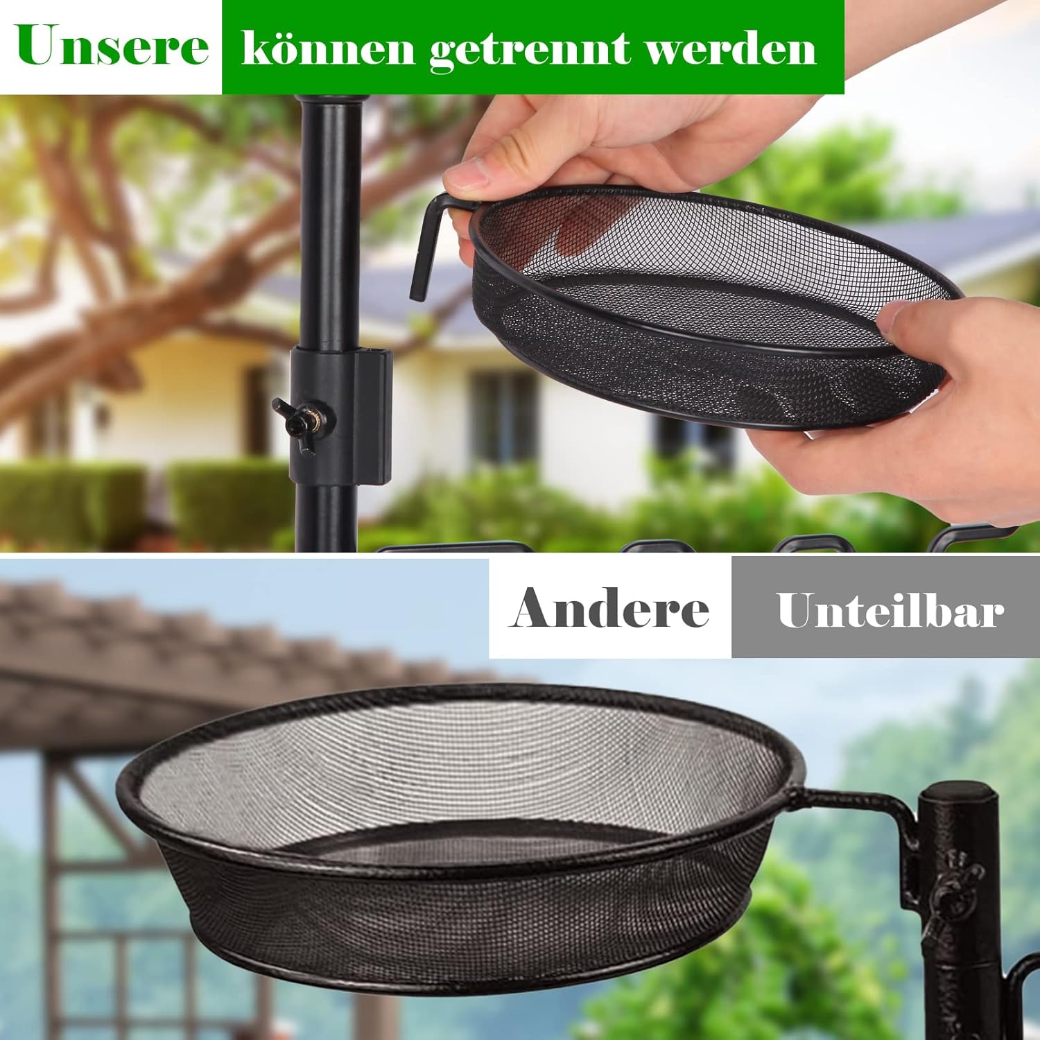 Deck Bird Feeder Station Kit with Steel Hanging Pole, Black A891378