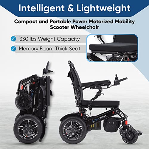 Fold and Travel Electric Wheelchair for Adults Lightweight Power Chair Blue 17 Inch Seat W960489