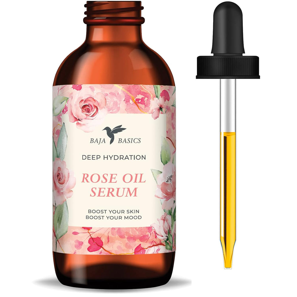 Rose Oil for Face, Rose Essential Oil, Face Serum and Rose Oil for Skin, Hair and Nails, Unrefined Moisturizer, Hydrating Skincare Product 1 oz