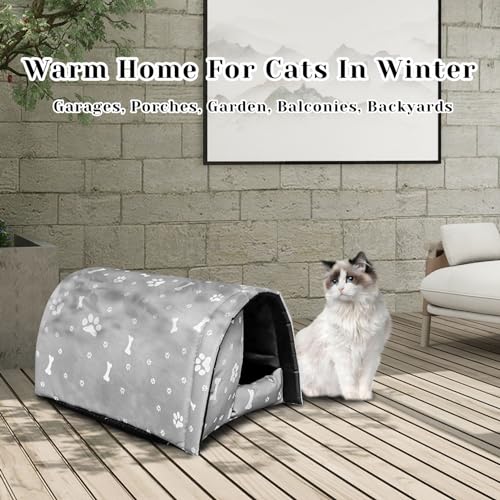 Fhiny Stray Cats Shelter Waterproof Outdoor Cat House Foldable Warm Pet Cave for Winter Black F12955