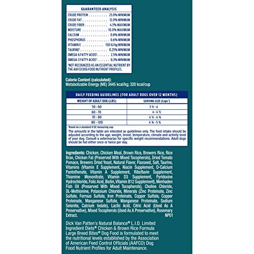 Natural Balance Large Breed Adult Dry Dog Food Lamb & Brown Rice, 26 lb B46116