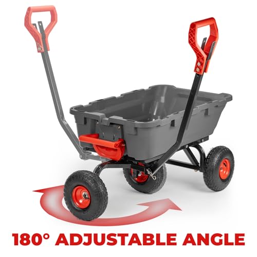 XtremepowerUS 2-in-1 Convertible Garden Cart Dump Wagon 800-Pound Utility Cart U17311