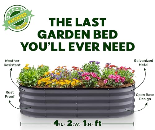 Galvanized Raised Garden Bed 4×2×1 ft Metal Planter Box for Vegetables, Flowers M146044