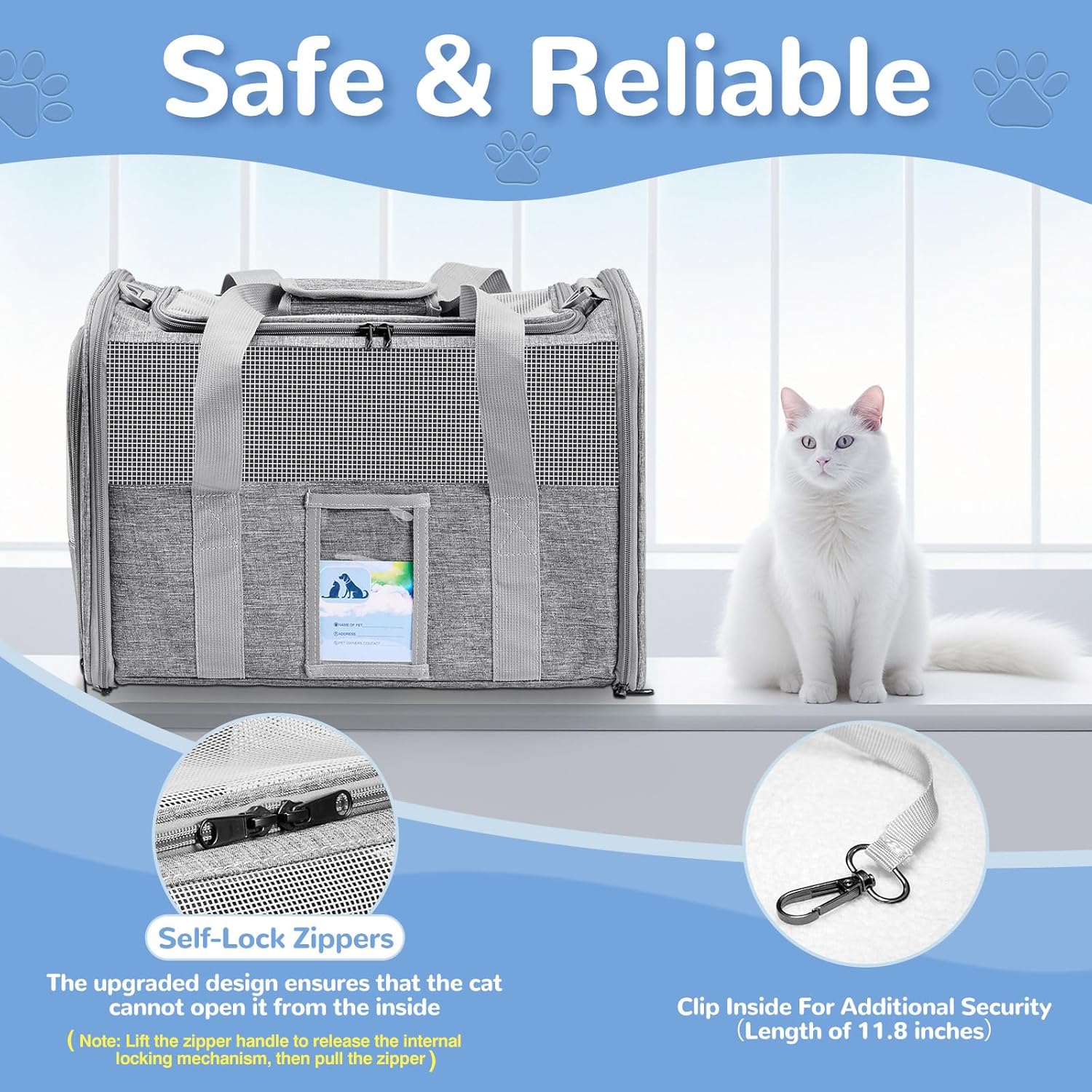 Soft Sided Cat Carrier for Small Medium Cats Dogs, Gray Z1899