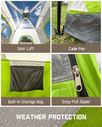 Fanttik Outdoor Camping Tent 4/6/8/10 Person Instant Cabin with Rainfly & Carry Bag G367