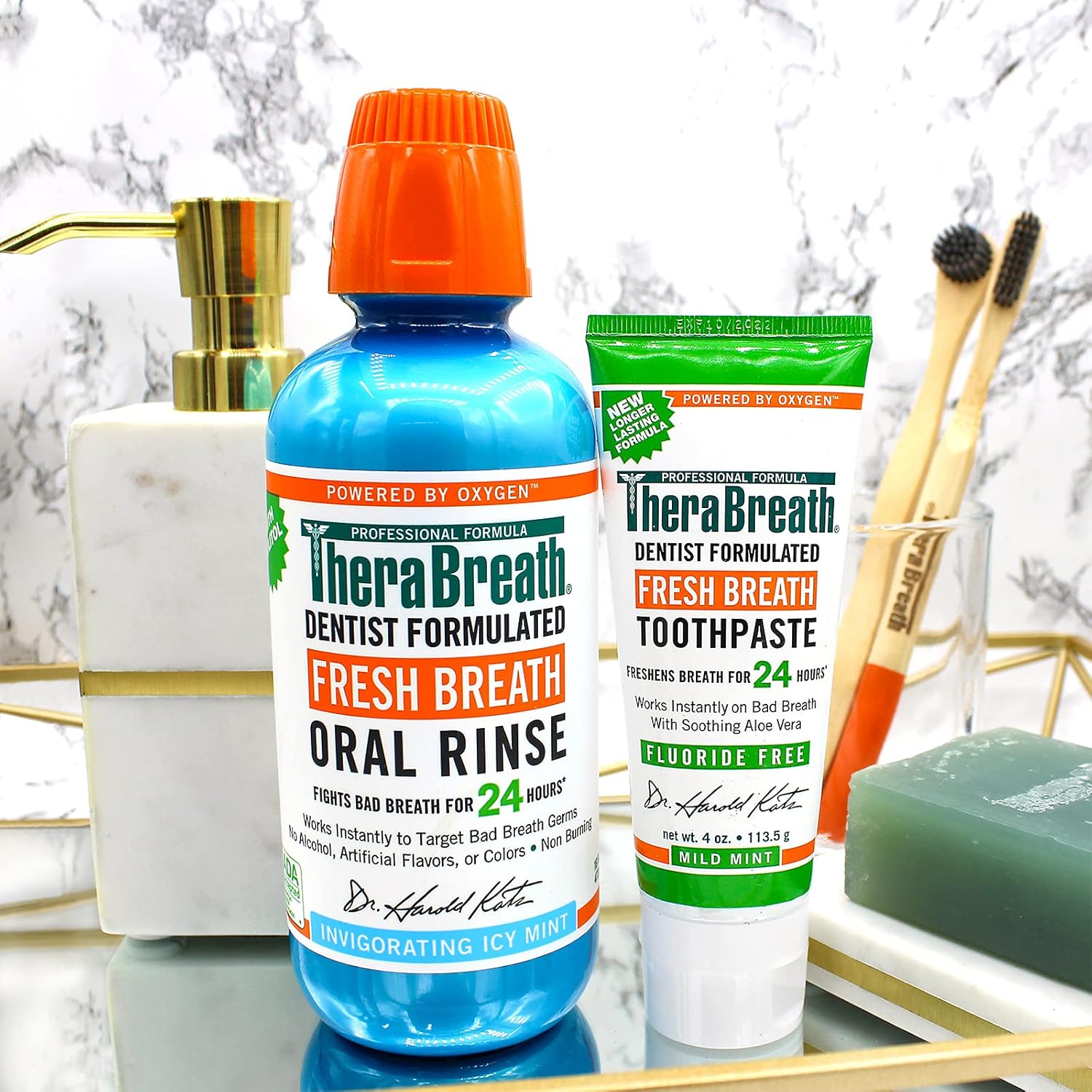 TheraBreath Fresh Breath Fluoride Free Toothpaste Mild Mint 4 Ounce (Pack of 2) Q1713