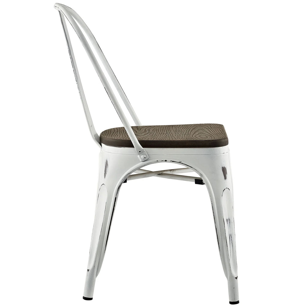 Industrial Vintage Style Dining Chair, White Metal Z977861