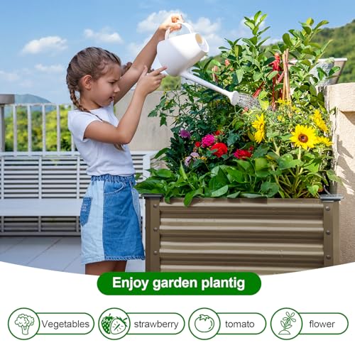 Land Guard Galvanized Raised Garden Bed with Legs, 48×24×32in Metal Elevated Planter Box Z11926