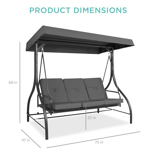 Best Choice Products 3-Seat Outdoor Canopy Swing Glider with Adjustable Shade, Midnight Green A10932