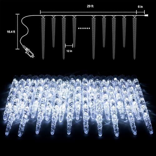Icicle Lights for Outside with Remote, 30ft 150 LED, Cool White X82678