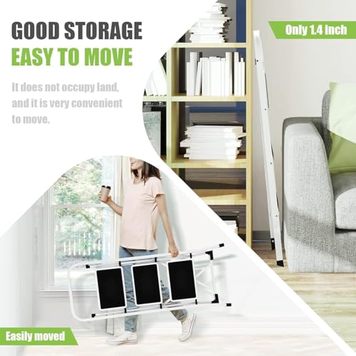 Soctone 2 Step Folding Ladder with Anti-Slip Pedal and Handrails, White V202