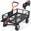 880lbs Steel Garden Dump Cart, Heavy Duty Yard Dump Utility Wagon w Removable Mesh Sides, Utility Metal Wagon w 180° Rotating Handle, 10-Inch Wheels Perfect for Garden, Farm, Yard