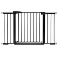 Babelio Metal Baby Gate, 29-43'' Auto Close Easy Install Pet Gate, Extra Wide Walk Thru Child Safety Gate, 30'' tall Pressure Mounted Dog Gate for Doorways & Stairs, Black