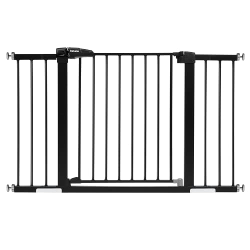 Babelio Metal Baby Gate, 29-43'' Auto Close Easy Install Pet Gate, Extra Wide Walk Thru Child Safety Gate, 30'' tall Pressure Mounted Dog Gate for Doorways & Stairs, Black