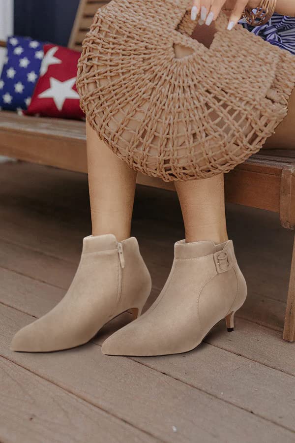 Juliet Holy Women's Pointed Toe Kitten Heel Ankle Boots J255963