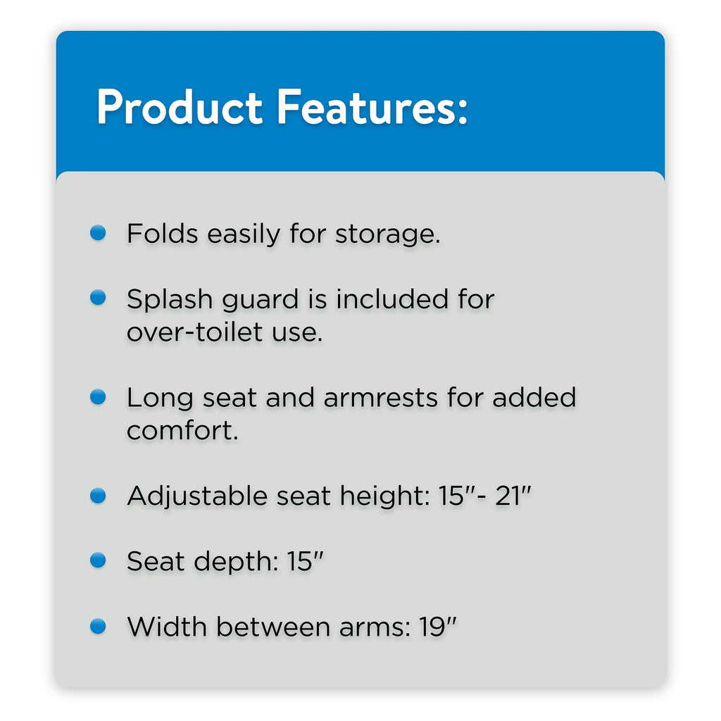 Equate Steel Foldable 3-in-1 Bedside Toilet Commode, 400 lb Capacity G229978