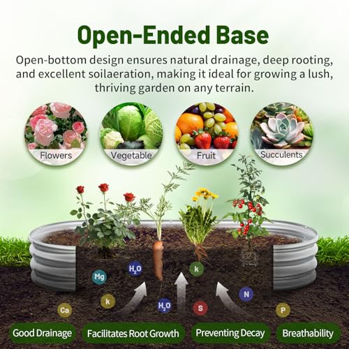 GOOZOO Galvanized Raised Garden Bed 4x2x1ft Oval Metal Planter Box A27757