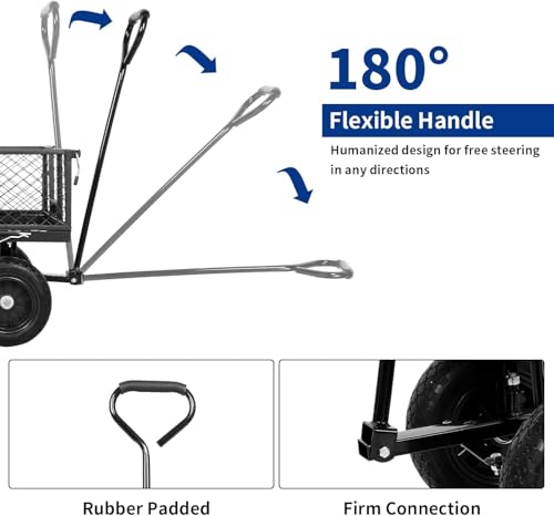 BILT HARD 880 lbs 10" Flat Free Steel Garden Cart with Rotating Handle K9279